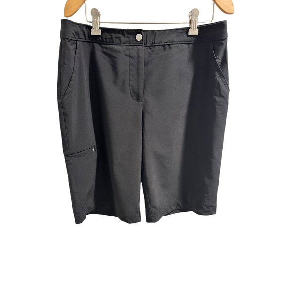 👗 2/$30 👗 Chicos Black Mid-Rise Athletic Shorts Size 6 With Pockets - Picture 1 of 8